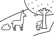 coloriage didou et yoko dessinent un lama